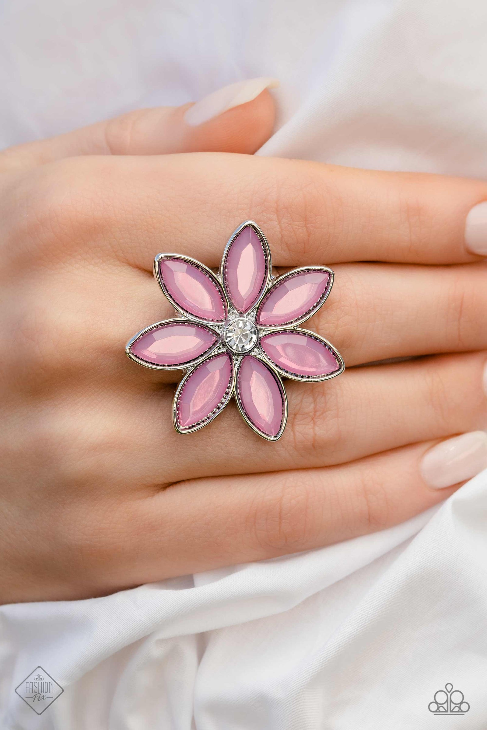 GARDEN My French Purple Flower Ring - Paparazzi Accessories- lightbox - CarasShop.com - Paparazzi Jewelry by Cara Jewels