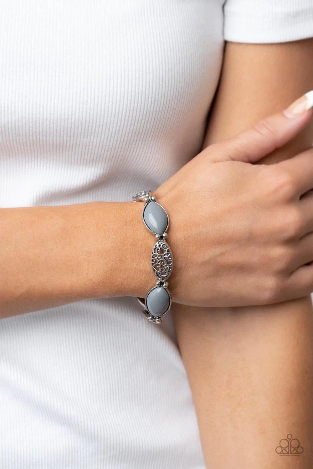 Garden Rendezvous Silver Bracelet - Paparazzi Accessories- on model - CarasShop.com - Paparazzi Jewelry by Cara Jewels