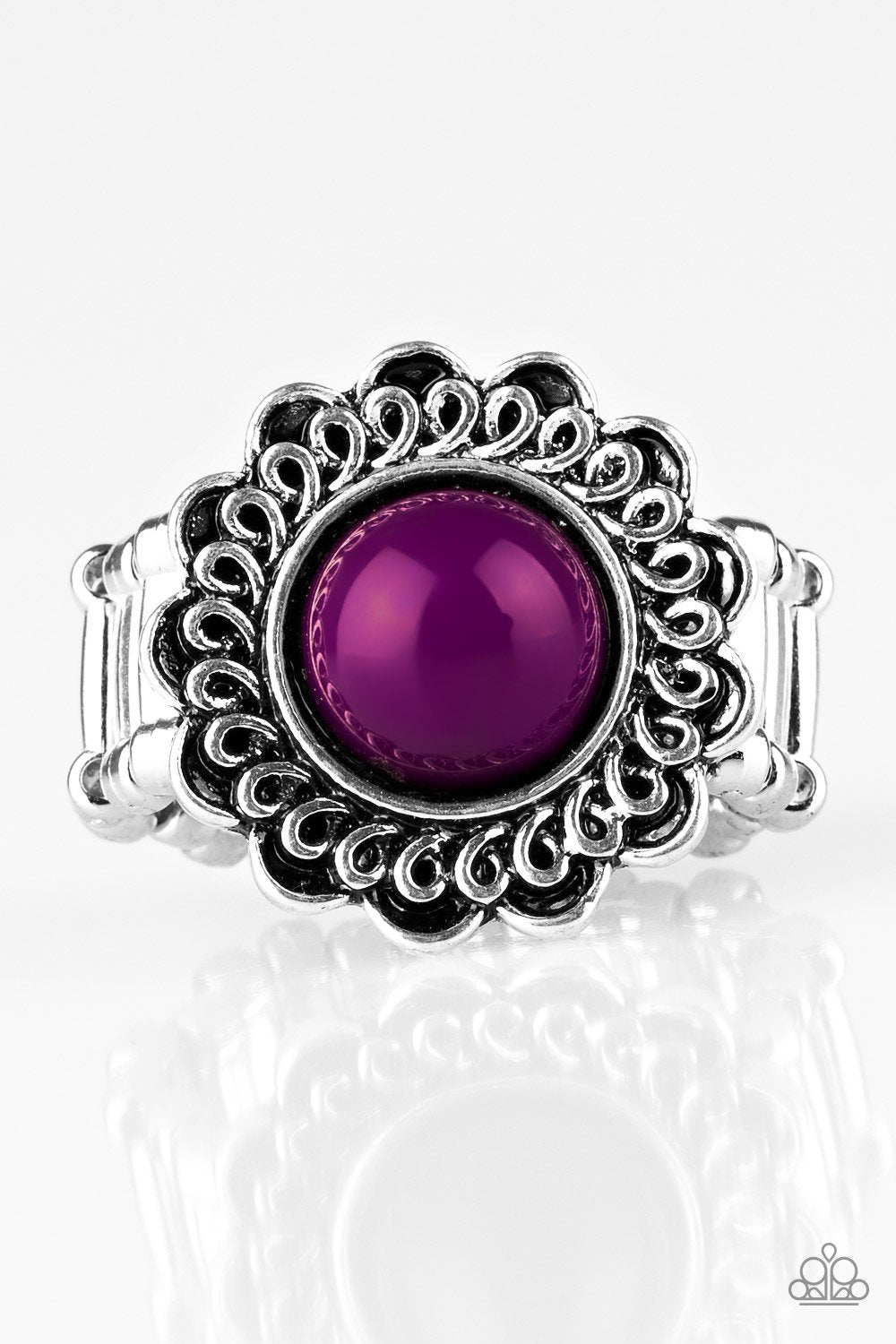Garden Stroll Silver and Purple Ring - Paparazzi Accessories- lightbox - CarasShop.com - Paparazzi Jewelry by Cara Jewels