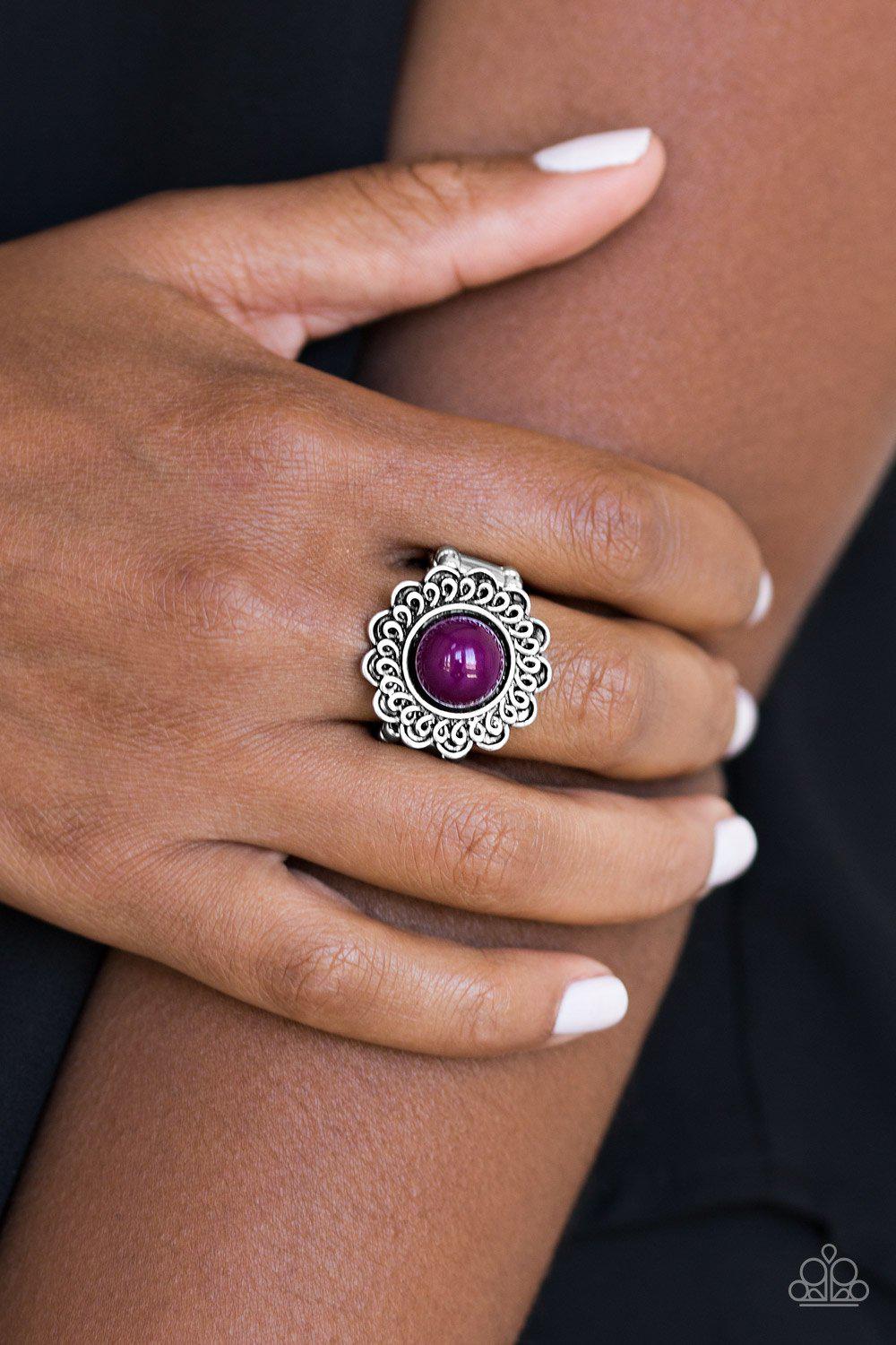 Garden Stroll Silver and Purple Ring - Paparazzi Accessories- lightbox - CarasShop.com - Paparazzi Jewelry by Cara Jewels