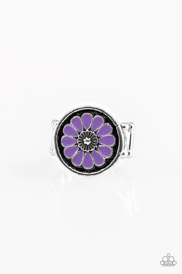 Garden View Purple Flower Ring - Paparazzi Accessories- lightbox - CarasShop.com - Paparazzi Jewelry by Cara Jewels