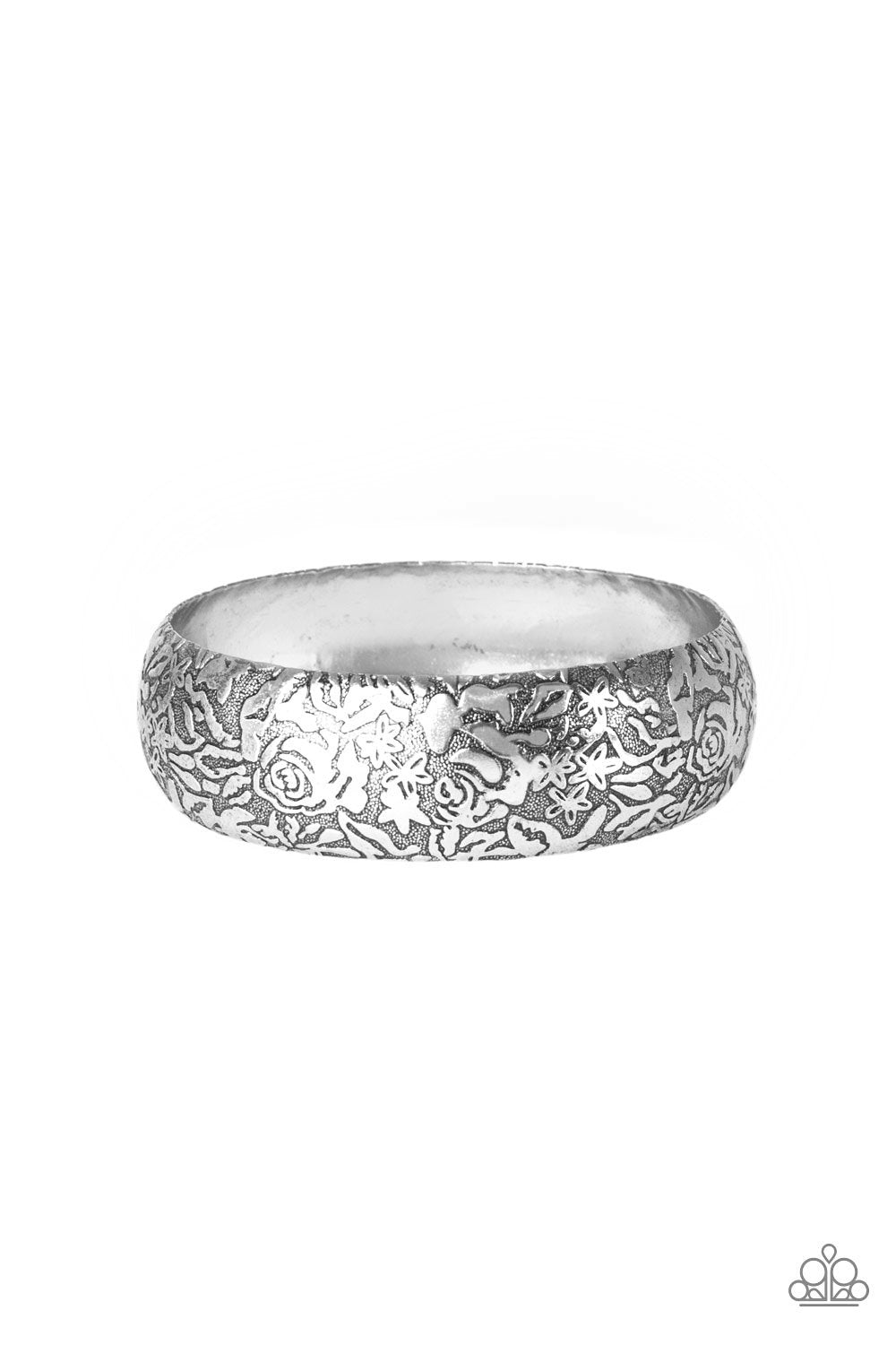 Garden Villa Silver Bangle Bracelet - Paparazzi Accessories- lightbox - CarasShop.com - Paparazzi Jewelry by Cara Jewels