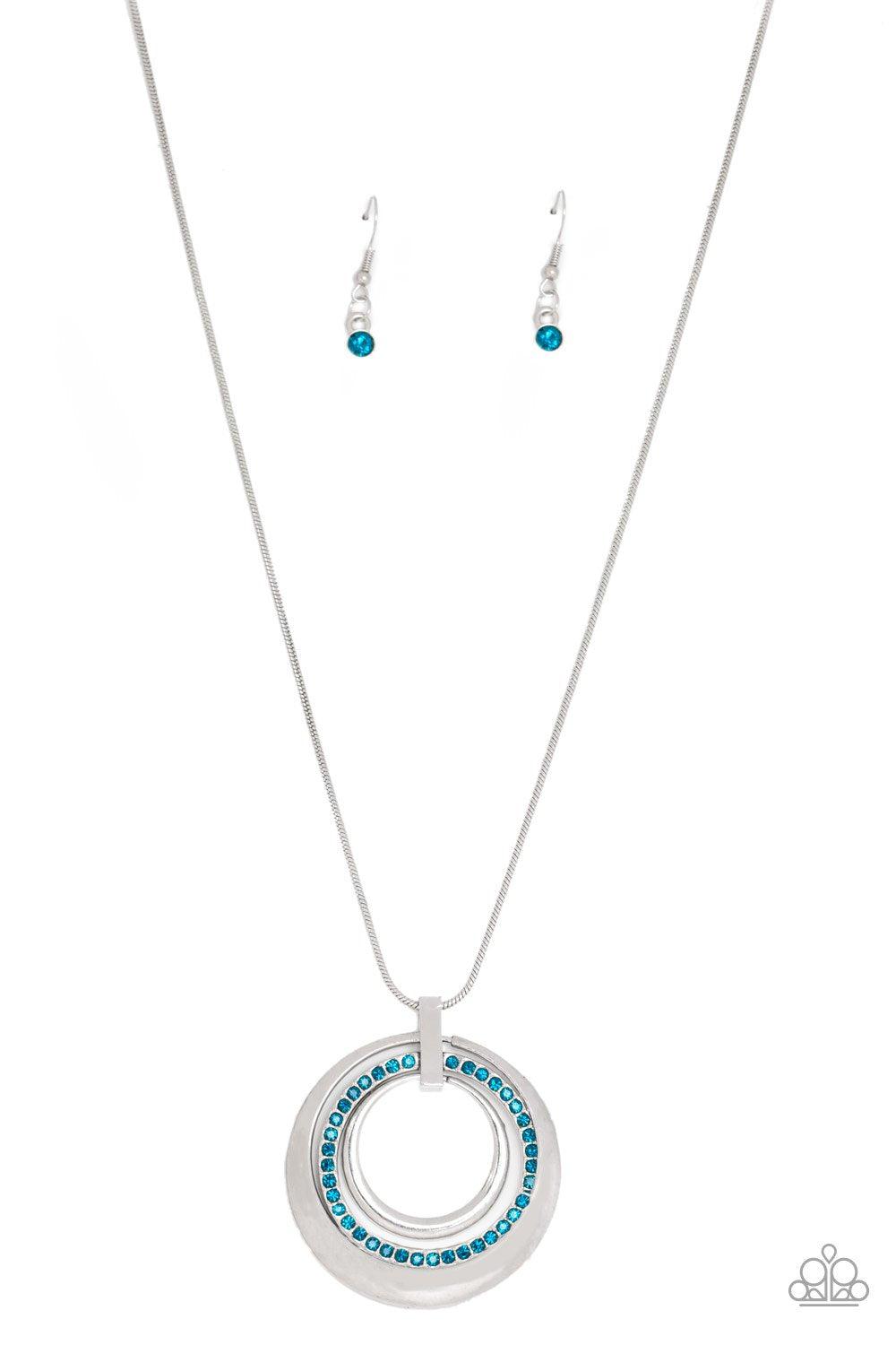 Gather Around Gorgeous Blue and Silver Pendant Necklace - Paparazzi Accessories- lightbox - CarasShop.com - Paparazzi Jewelry by Cara Jewels
