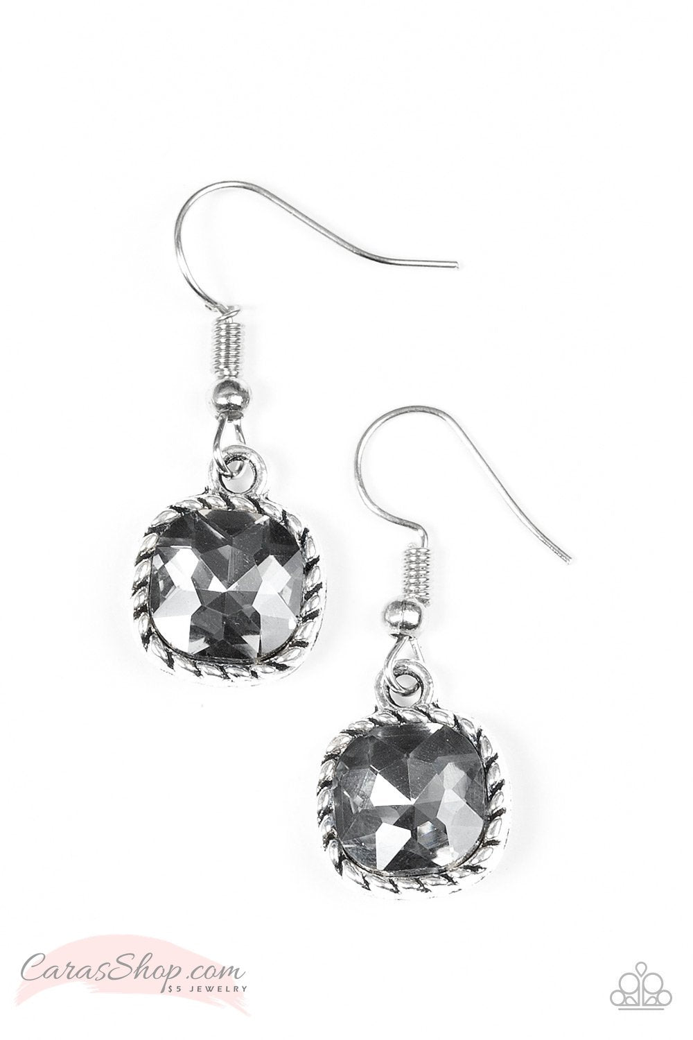 Gem Hunt Silver Gem Earrings - Paparazzi Accessories- lightbox - CarasShop.com - Paparazzi Jewelry by Cara Jewels