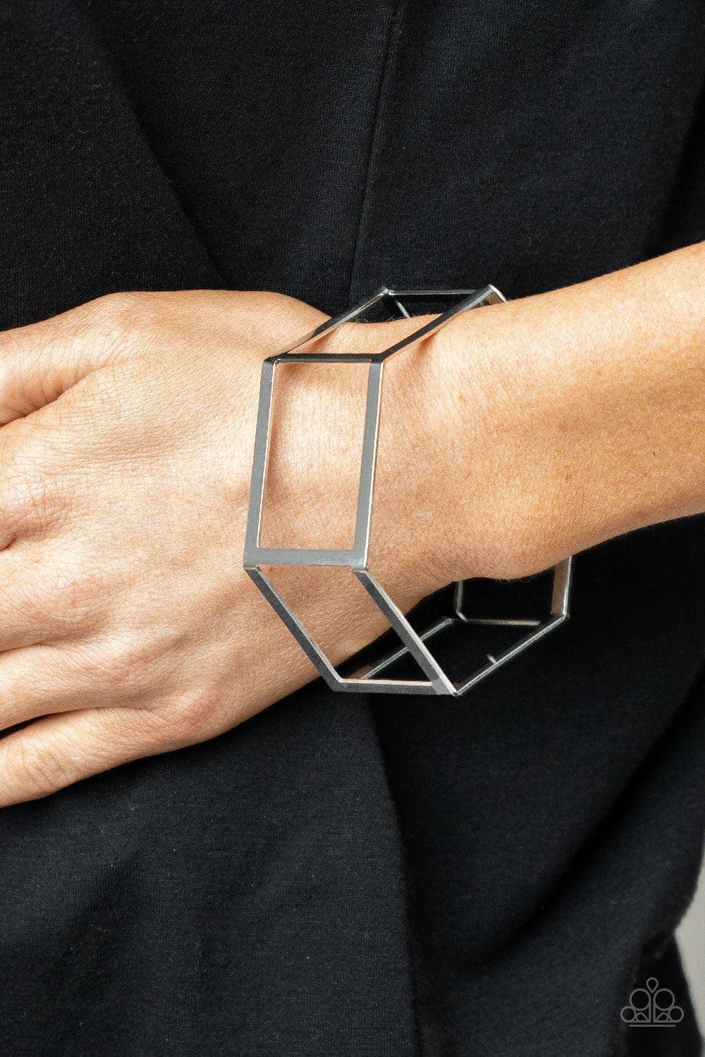 Gen HEX Silver Bracelet - Paparazzi Accessories- on model - CarasShop.com - Paparazzi Jewelry by Cara Jewels