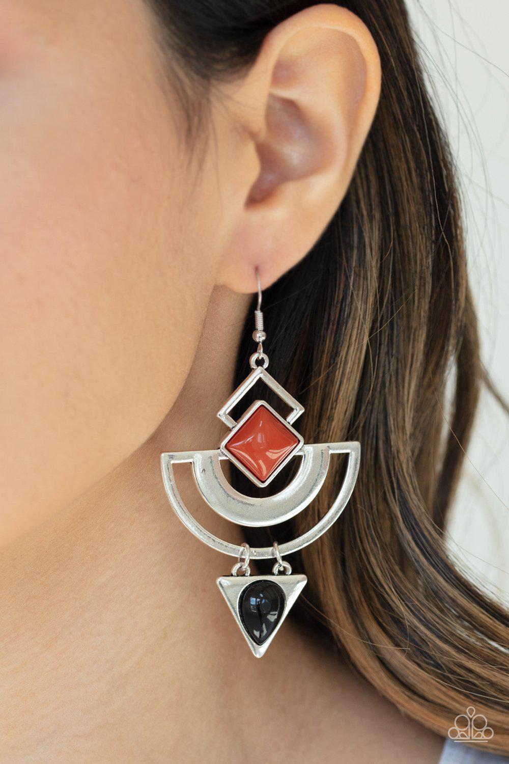 Geo Gypsy Multi Cinnamon Stick and Black Earrings - Paparazzi Accessories- on model - CarasShop.com - Paparazzi Jewelry by Cara Jewels