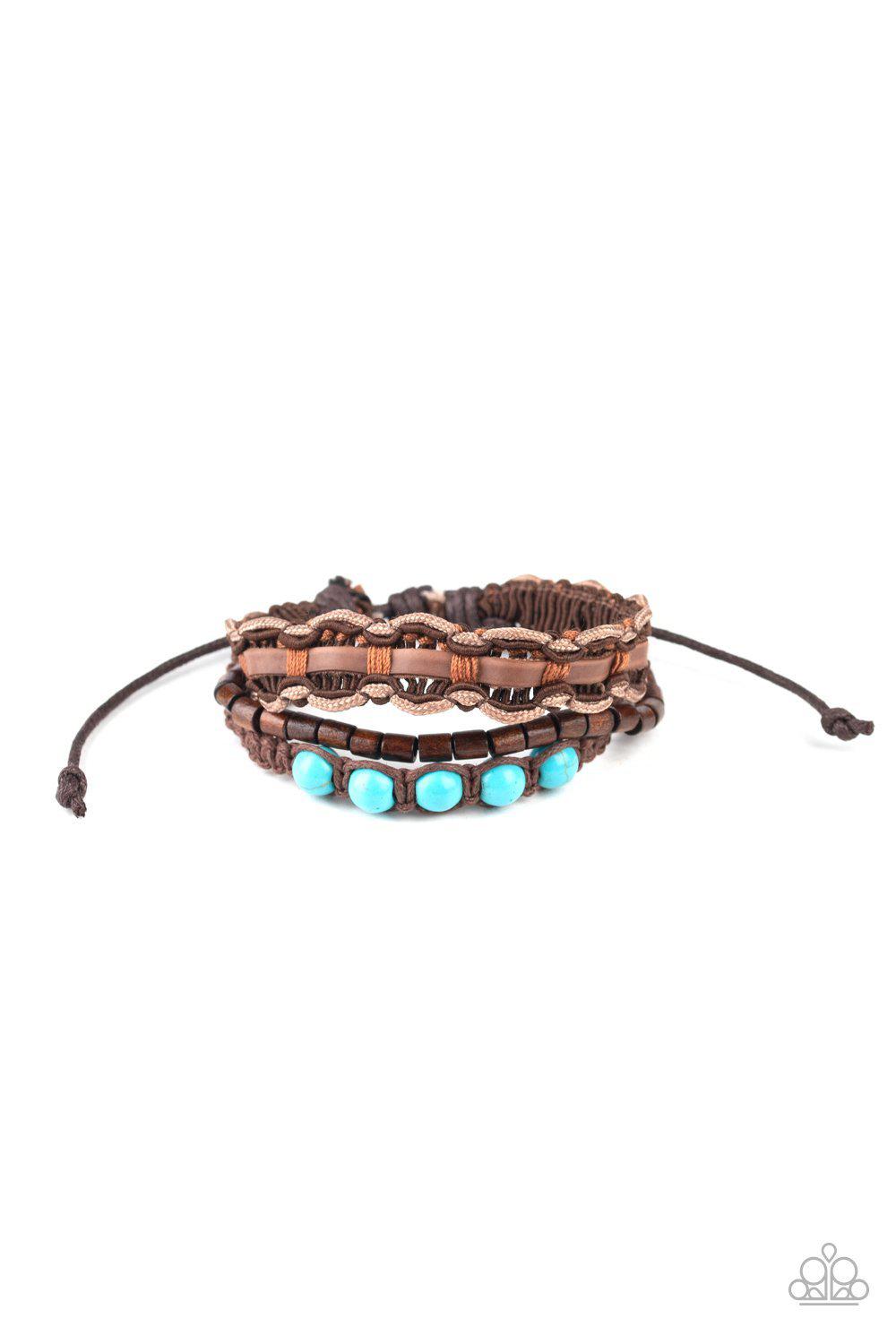 Geo Rio Turquoise Blue Stone Urban Sliding Knot Bracelet - Paparazzi Accessories- lightbox - CarasShop.com - Paparazzi Jewelry by Cara Jewels