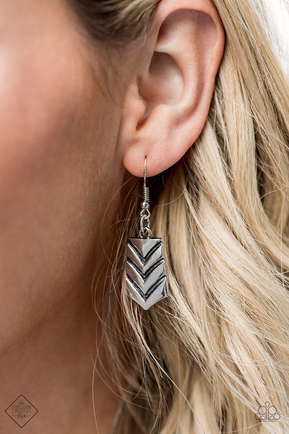 Geographic Goddess Silver Necklace - Paparazzi Accessories - free matching earrings -CarasShop.com - Paparazzi Jewelry by Cara Jewels