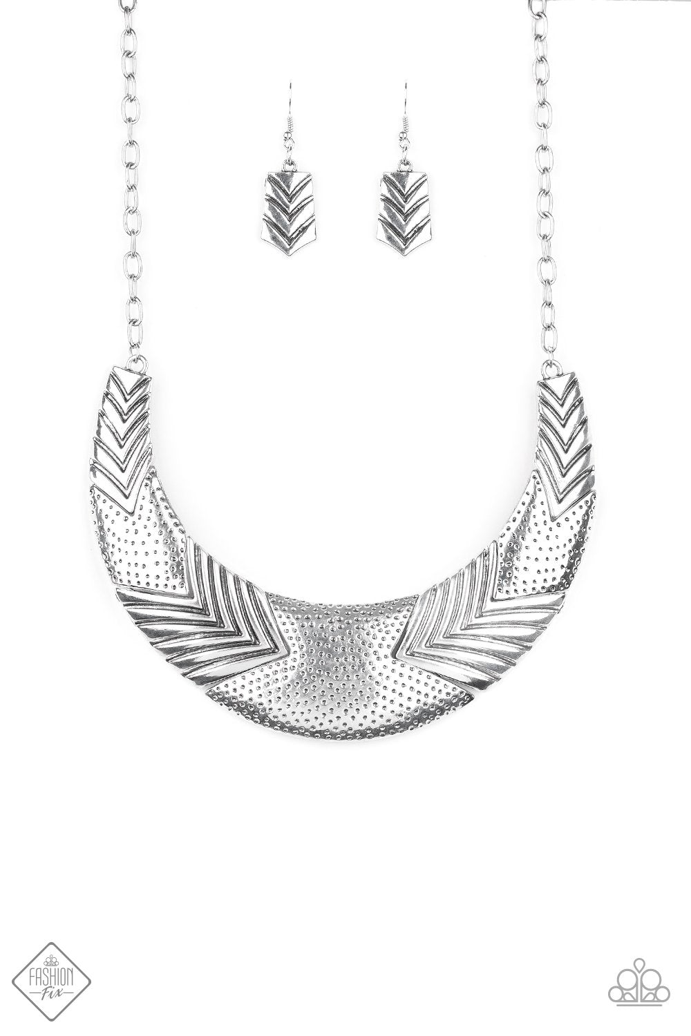Geographic Goddess Silver Necklace - Paparazzi Accessories- lightbox - CarasShop.com - Paparazzi Jewelry by Cara Jewels