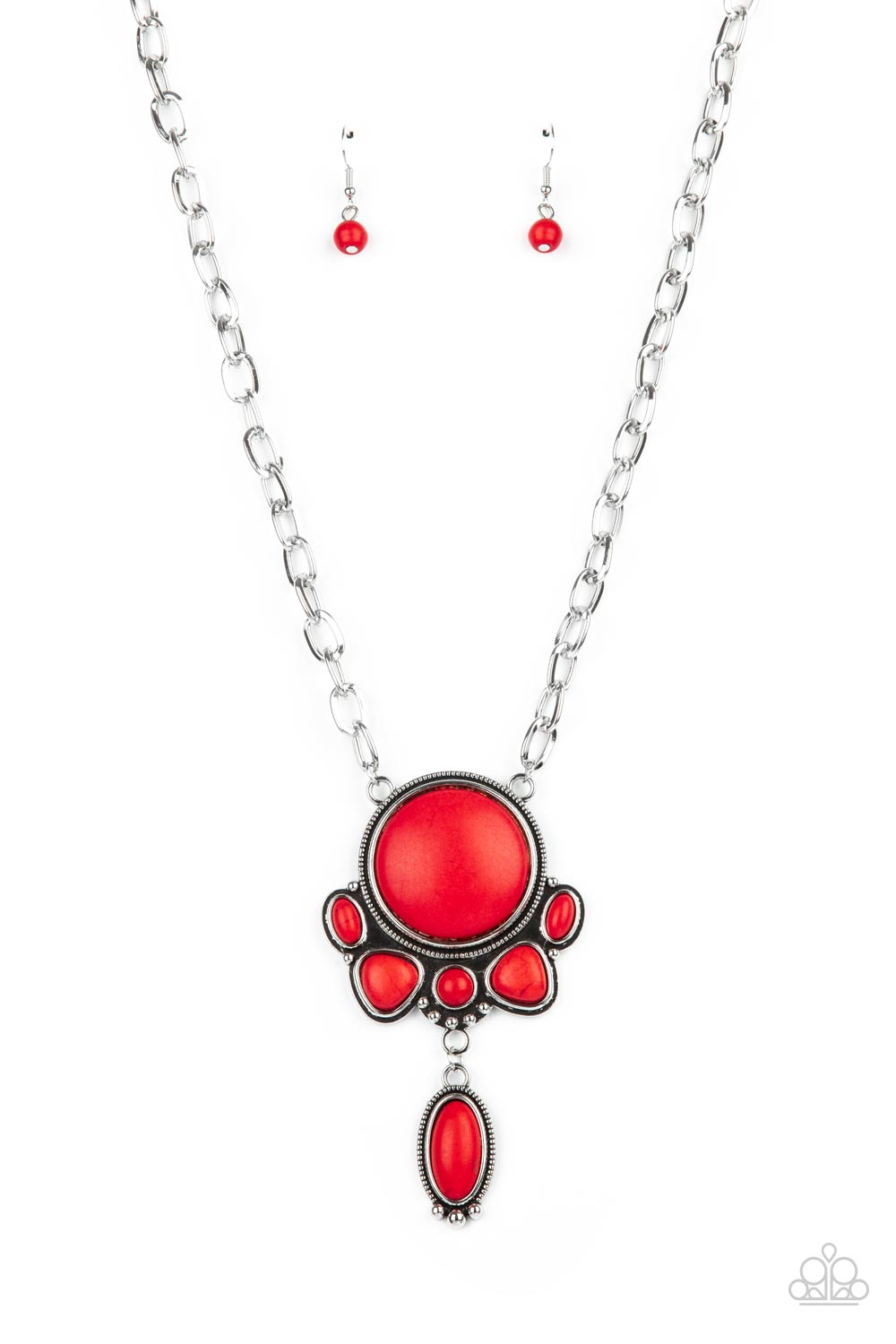 Geographically Gorgeous Red Stone Necklace - Paparazzi Accessories- lightbox - CarasShop.com - Paparazzi Jewelry by Cara Jewels