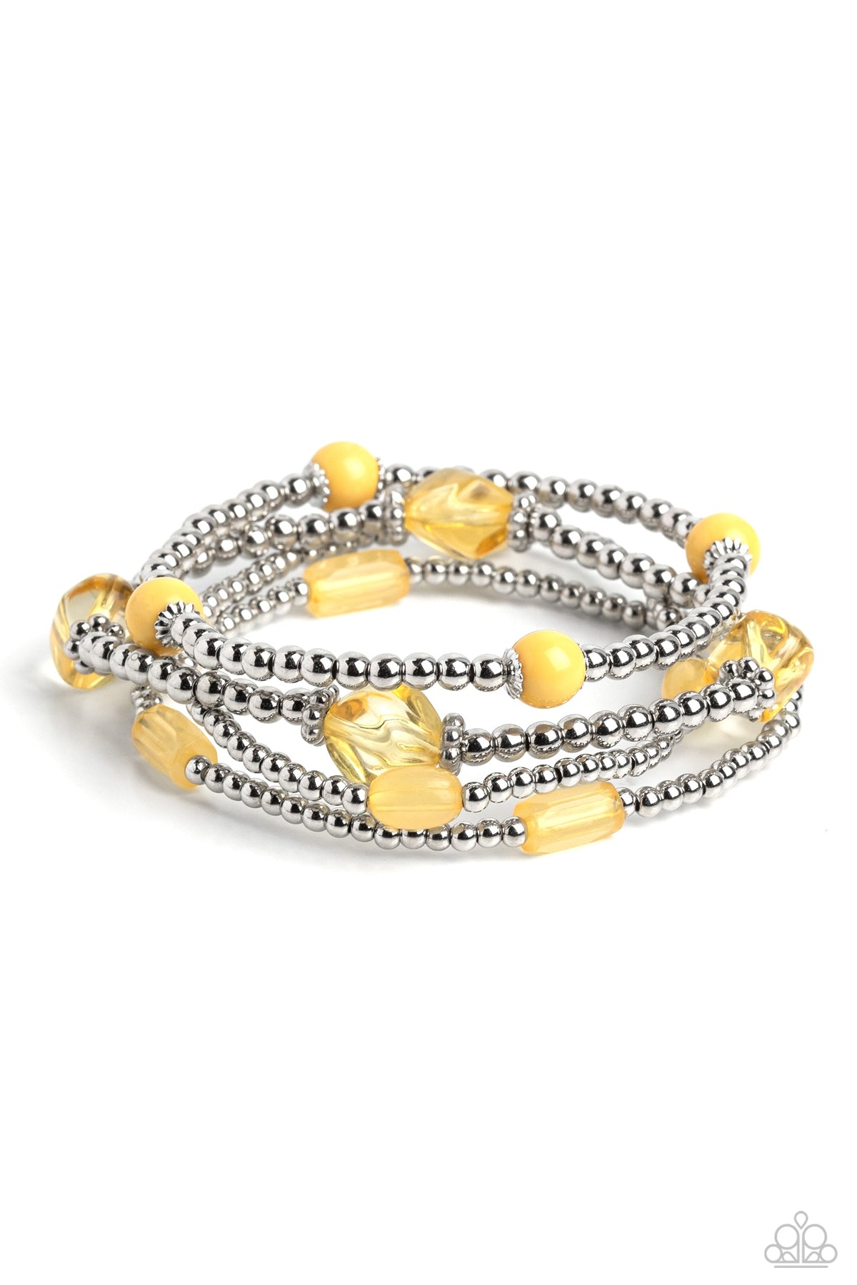Geometric Guru Yellow Bracelet - Paparazzi Accessories- lightbox - CarasShop.com - Paparazzi Jewelry by Cara Jewels
