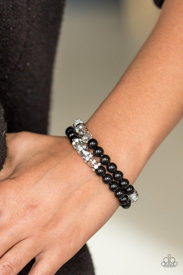 Get a Ballroom Black Bracelet Set - Paparazzi Accessories- on model - CarasShop.com - Paparazzi Jewelry by Cara Jewels
