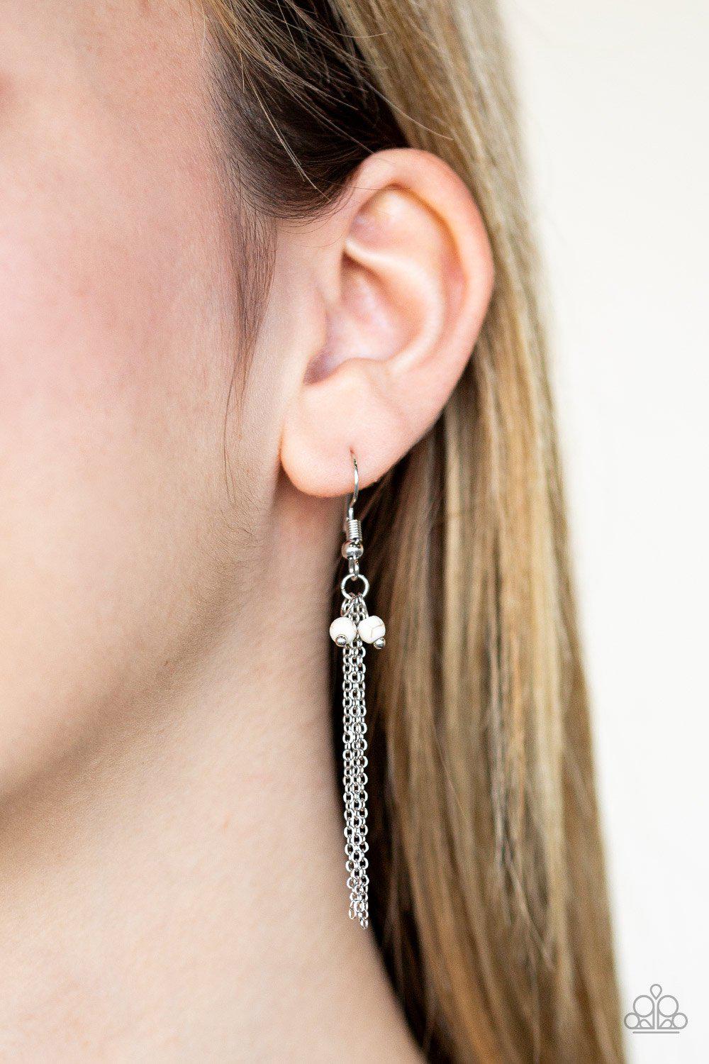 Get a ROAM White Necklace - Paparazzi Accessories - free matching earrings -CarasShop.com - Paparazzi Jewelry by Cara Jewels