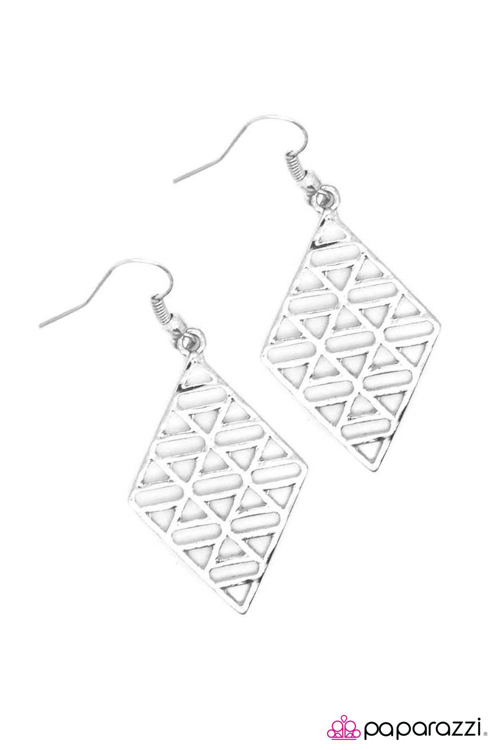 Get Your Lines Crossed Silver Earrings - Paparazzi Accessories- lightbox - CarasShop.com - Paparazzi Jewelry by Cara Jewels