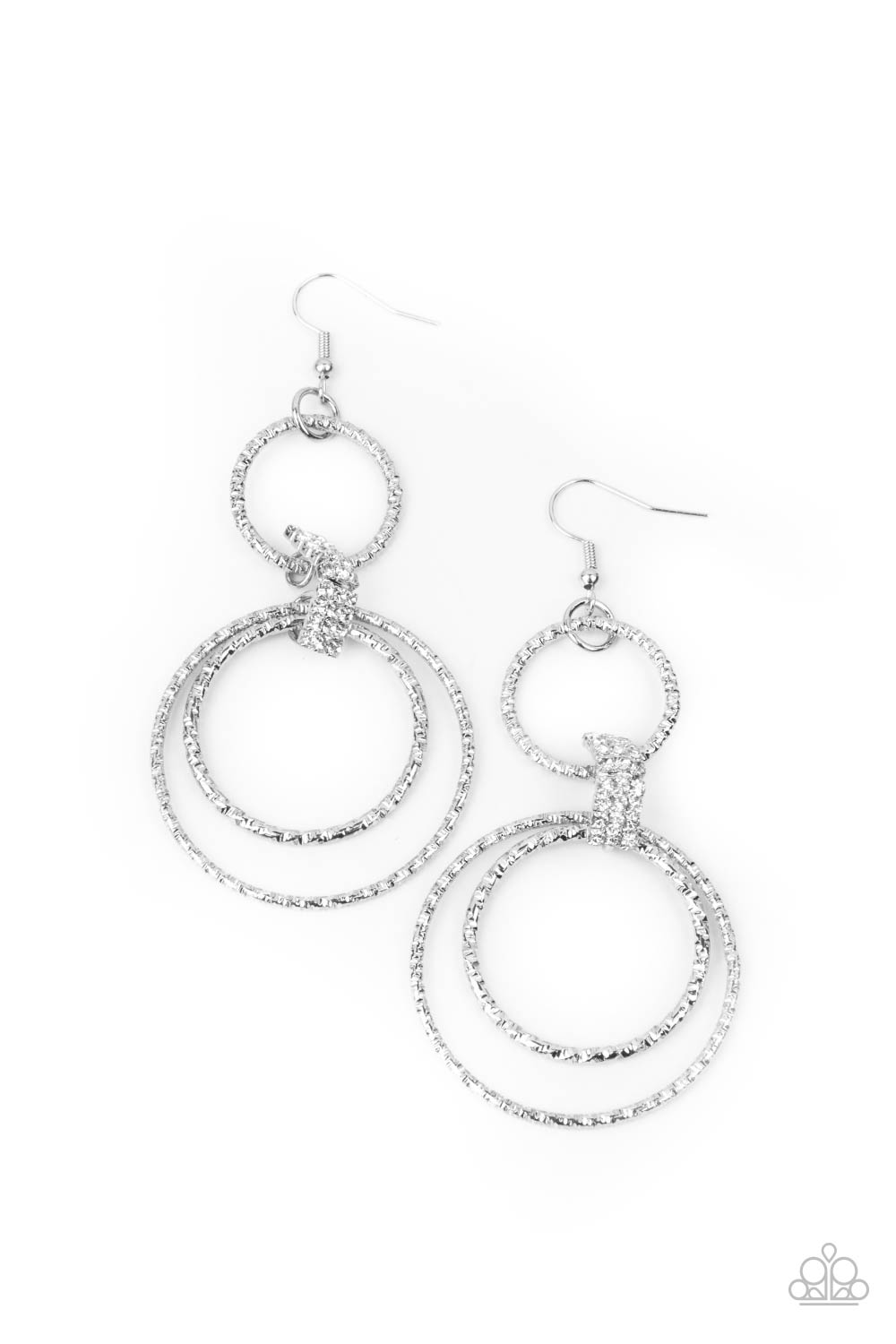 Getting Hitched White Rhinestone Earrings - Paparazzi Accessories- lightbox - CarasShop.com - Paparazzi Jewelry by Cara Jewels