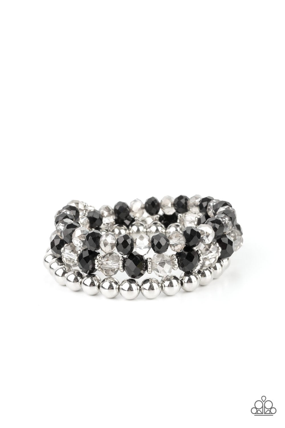 Gimme Gimme Black, Smoky and Silver Infinity Wrap Bracelet - Paparazzi Accessories- lightbox - CarasShop.com - Paparazzi Jewelry by Cara Jewels