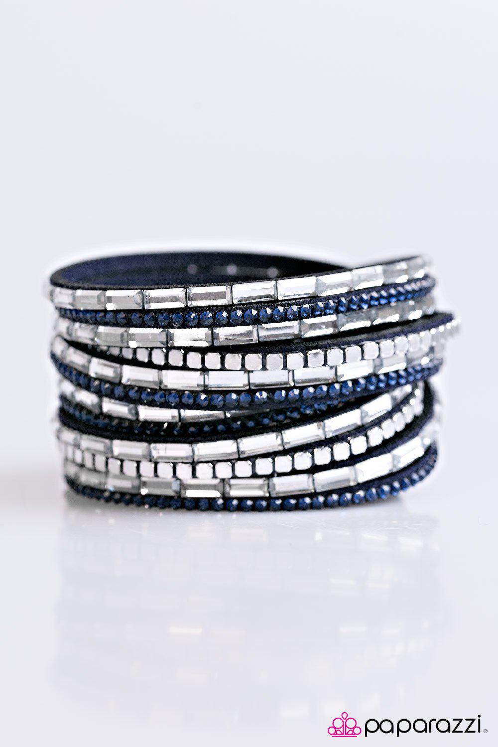 Gimme Some Sugar Blue Double-wrap Snap Bracelet - Paparazzi Accessories- lightbox - CarasShop.com - Paparazzi Jewelry by Cara Jewels