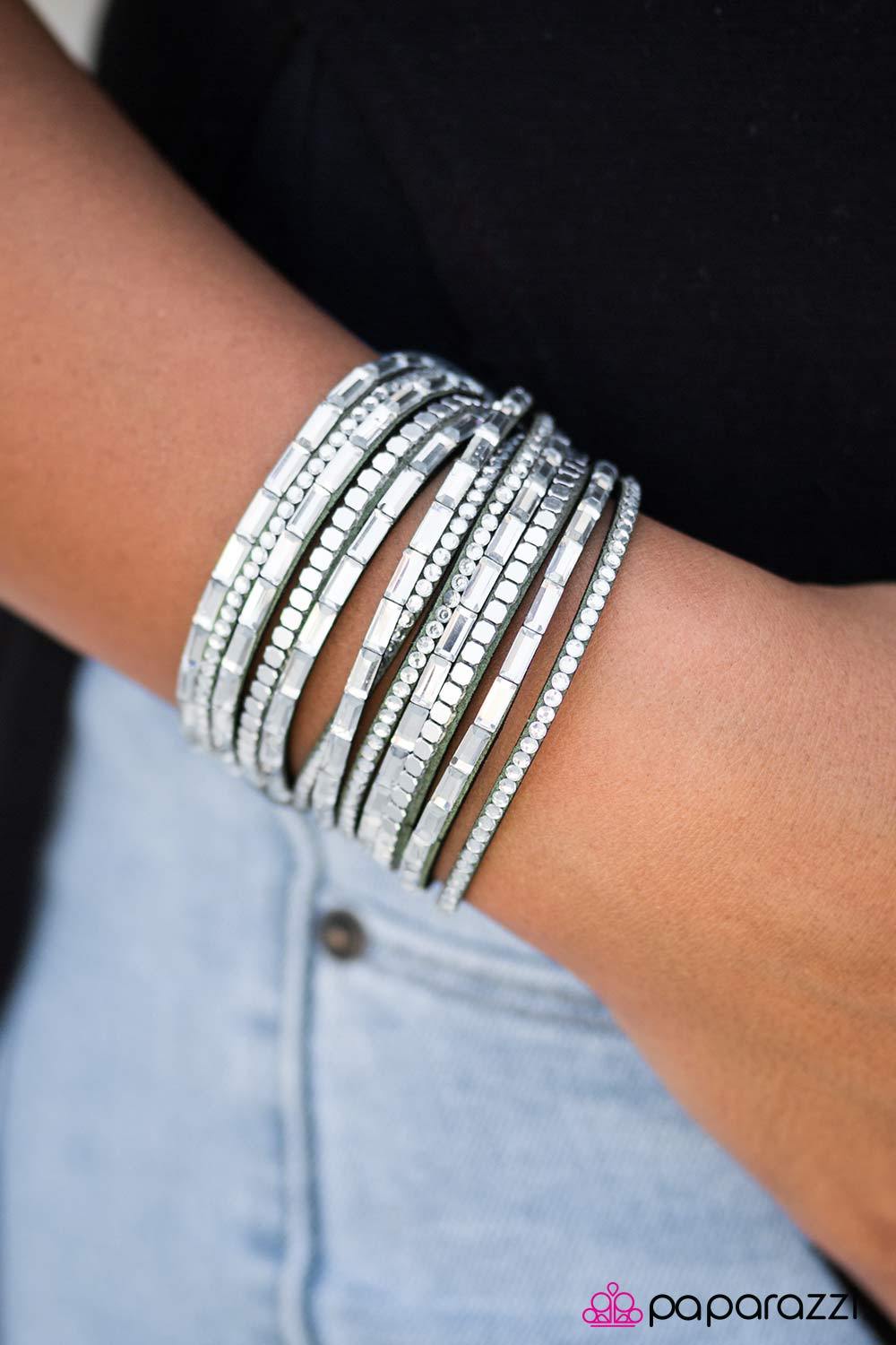 Gimme Some Sugar Green Double-wrap Snap Bracelet - Paparazzi Accessories- on model - CarasShop.com - Paparazzi Jewelry by Cara Jewels