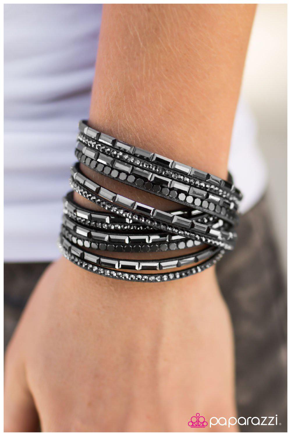 Gimme Some Sugar Silver Double-wrap Snap Bracelet - Paparazzi Accessories- on model - CarasShop.com - Paparazzi Jewelry by Cara Jewels
