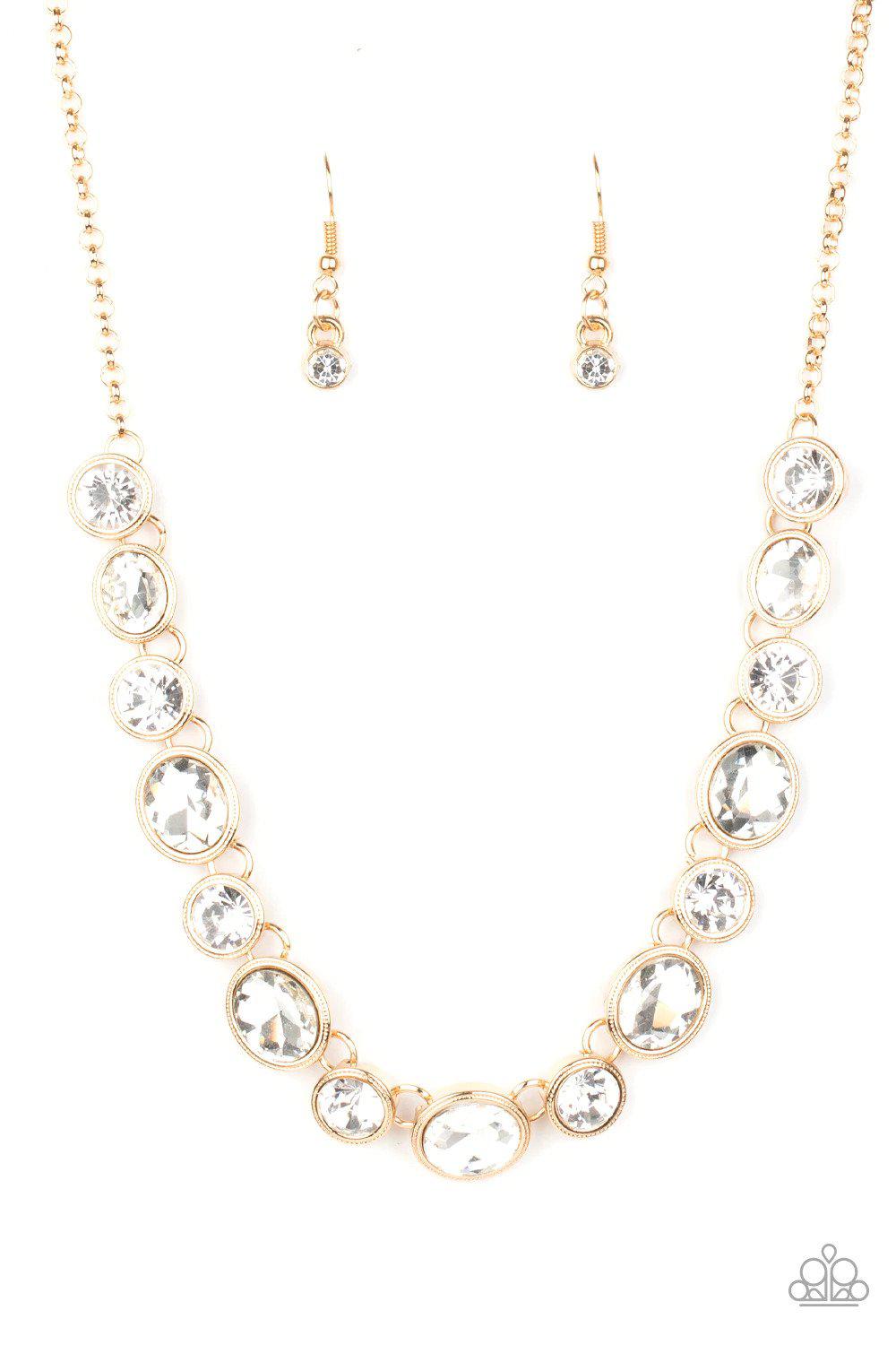 Girls Gotta Glow Gold Necklace - Paparazzi Accessories- lightbox - CarasShop.com - Paparazzi Jewelry by Cara Jewels
