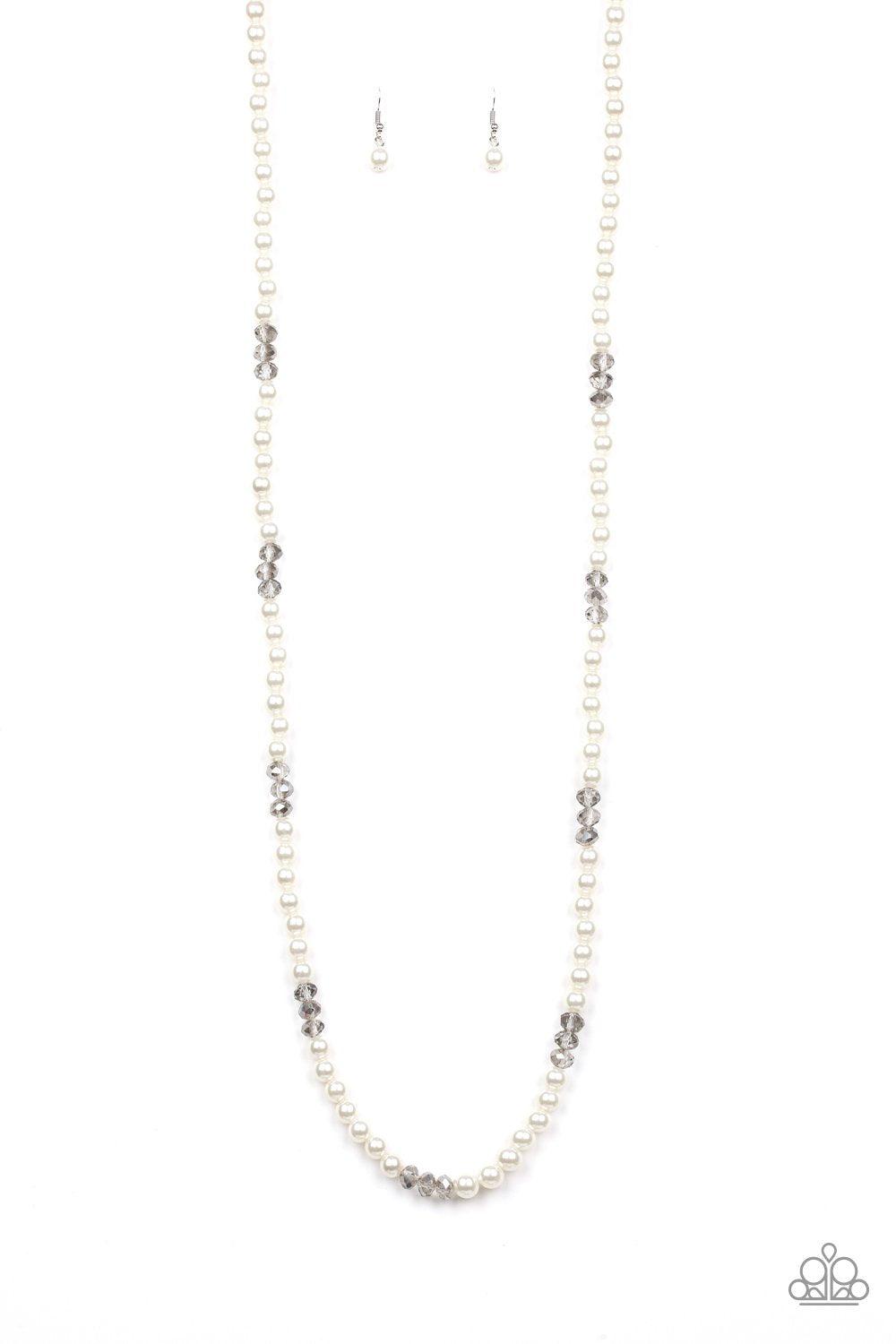 Girls Have More FUNDS White Pearl Necklace - Paparazzi Accessories- lightbox - CarasShop.com - Paparazzi Jewelry by Cara Jewels