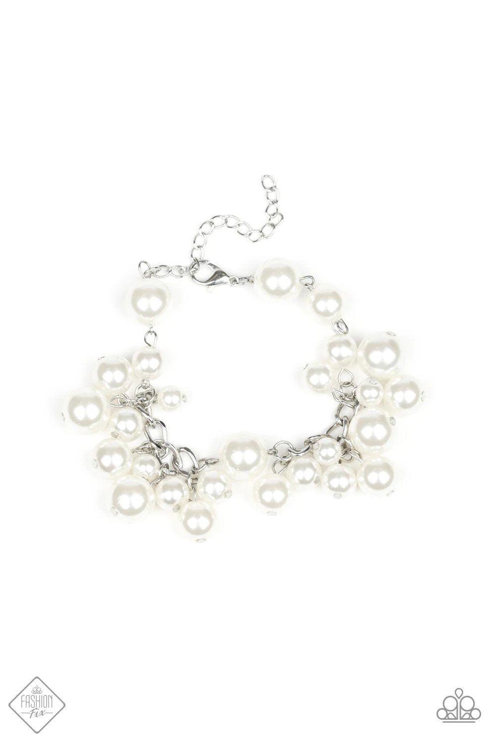 Girls In Pearls White Pearl Bracelet - Paparazzi Accessories- lightbox - CarasShop.com - Paparazzi Jewelry by Cara Jewels