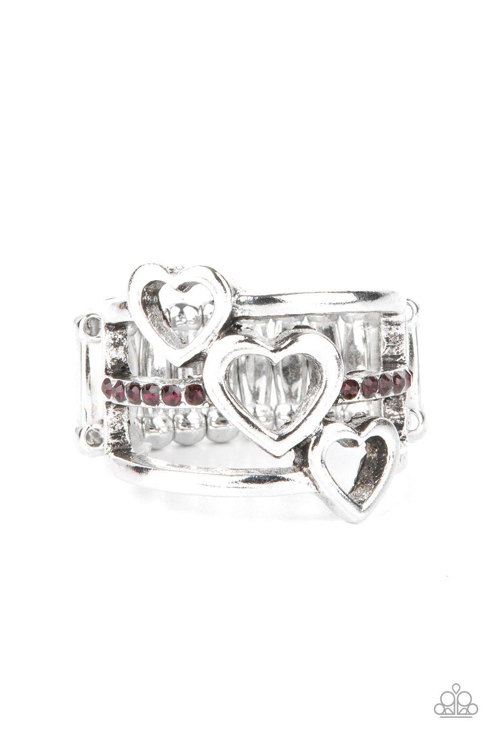 Give Me AMOR Purple Rhinestone Heart Ring - Paparazzi Accessories- lightbox - CarasShop.com - Paparazzi Jewelry by Cara Jewels