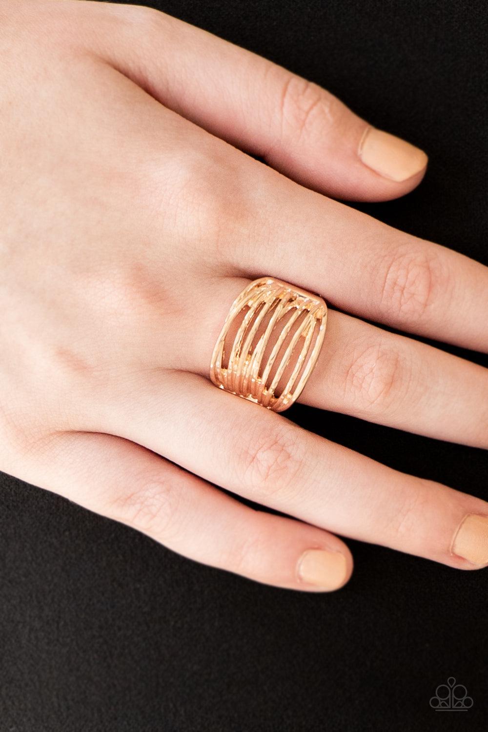Give Me Space Rose Gold Ring - Paparazzi Accessories- on model - CarasShop.com - Paparazzi Jewelry by Cara Jewels