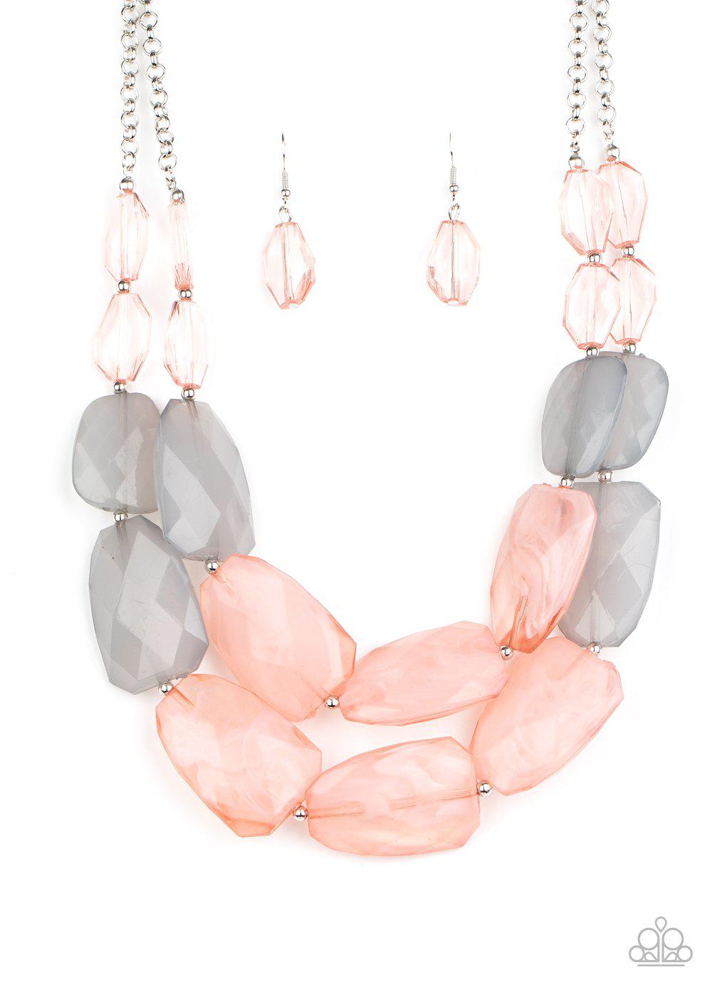 Gives Me Chills Pink and Gray Necklace - Paparazzi Accessories- lightbox - CarasShop.com - Paparazzi Jewelry by Cara Jewels