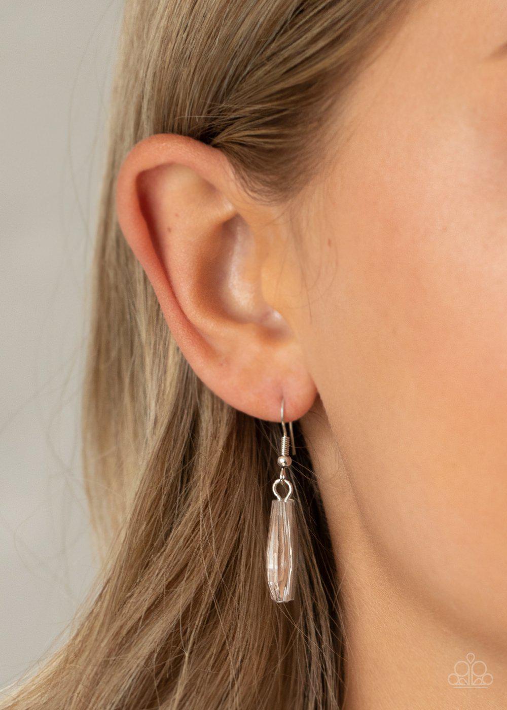 Gives Me Chills White Necklace - Paparazzi Accessories - free matching earrings -CarasShop.com - Paparazzi Jewelry by Cara Jewels
