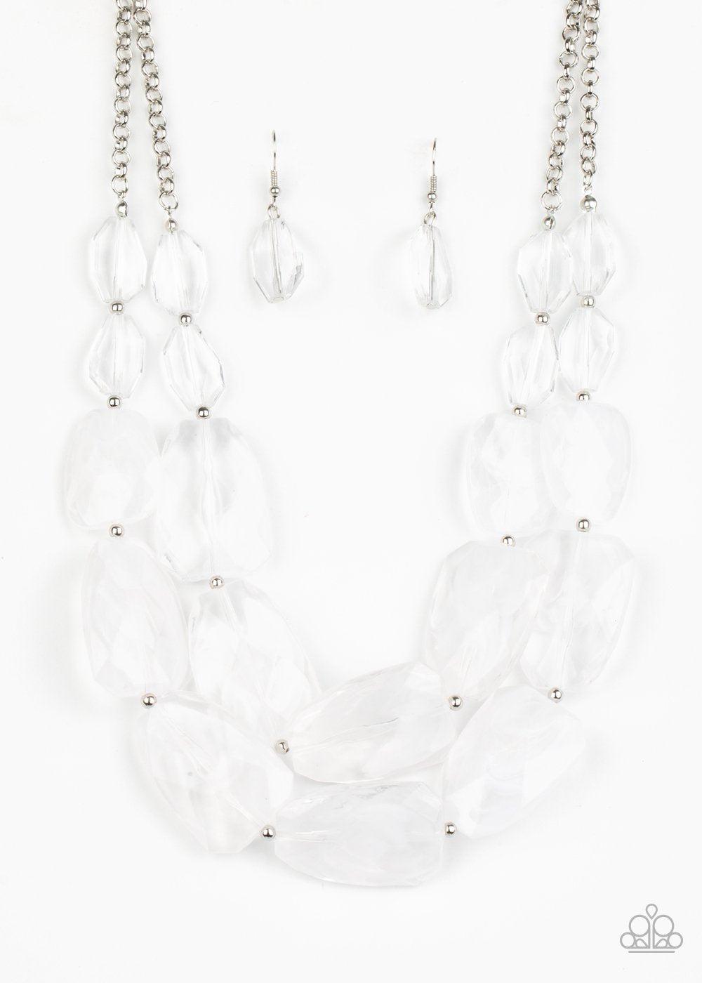Gives Me Chills White Necklace - Paparazzi Accessories- lightbox - CarasShop.com - Paparazzi Jewelry by Cara Jewels