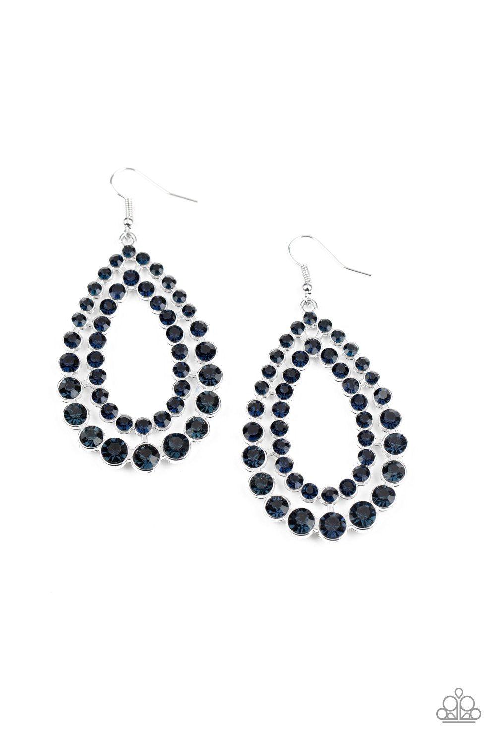 Glacial Glaze Blue Rhinestone Teardrop Earrings - Paparazzi Accessories- lightbox - CarasShop.com - Paparazzi Jewelry by Cara Jewels