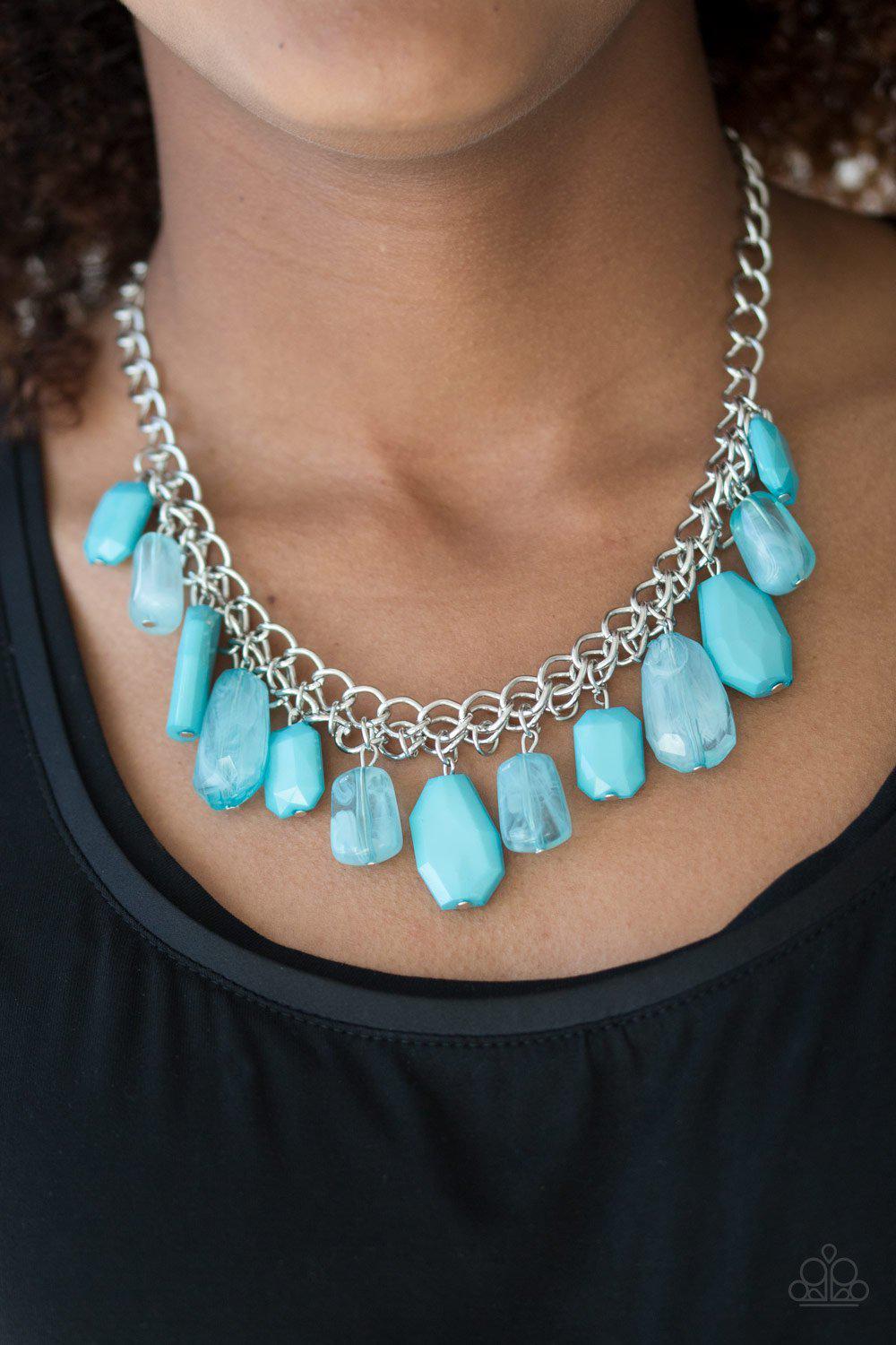 Glacier Goddess Blue and Silver Necklace - Paparazzi Accessories- on model - CarasShop.com - Paparazzi Jewelry by Cara Jewels