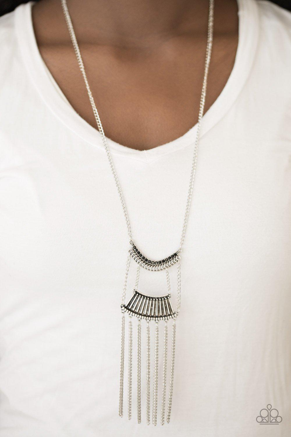 Glam Goddess Black and Silver Necklace - Paparazzi Accessories- lightbox - CarasShop.com - Paparazzi Jewelry by Cara Jewels