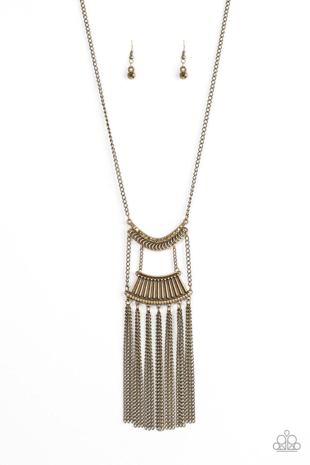 Glam Goddess Brass Necklace - Paparazzi Accessories- lightbox - CarasShop.com - Paparazzi Jewelry by Cara Jewels