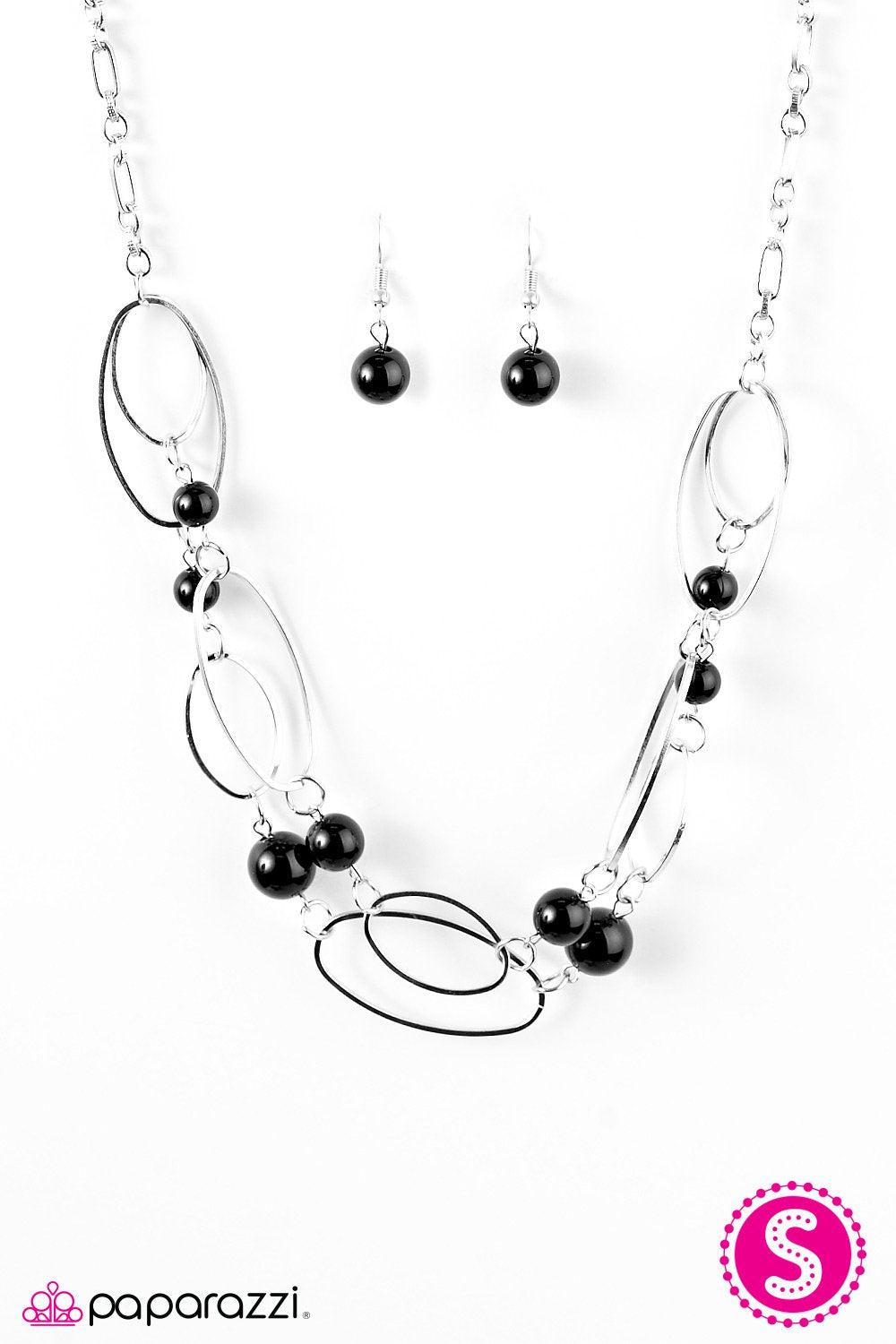 Glam Theory Black and Silver Necklace - Paparazzi Accessories- lightbox - CarasShop.com - Paparazzi Jewelry by Cara Jewels