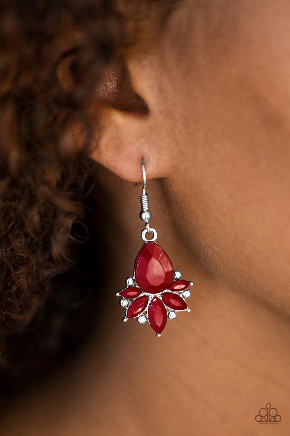 GLAM Up! Red Earrings - Paparazzi Accessories- lightbox - CarasShop.com - Paparazzi Jewelry by Cara Jewels