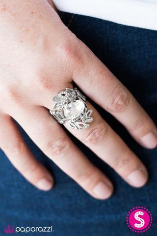 Glamour Garden White Rhinestone Ring - Paparazzi Accessories- lightbox - CarasShop.com - Paparazzi Jewelry by Cara Jewels