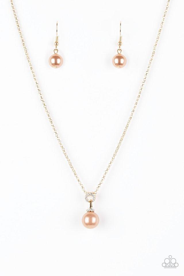 Glamour Girl Brown Pearl and Gold Necklace - Paparazzi Accessories- lightbox - CarasShop.com - Paparazzi Jewelry by Cara Jewels