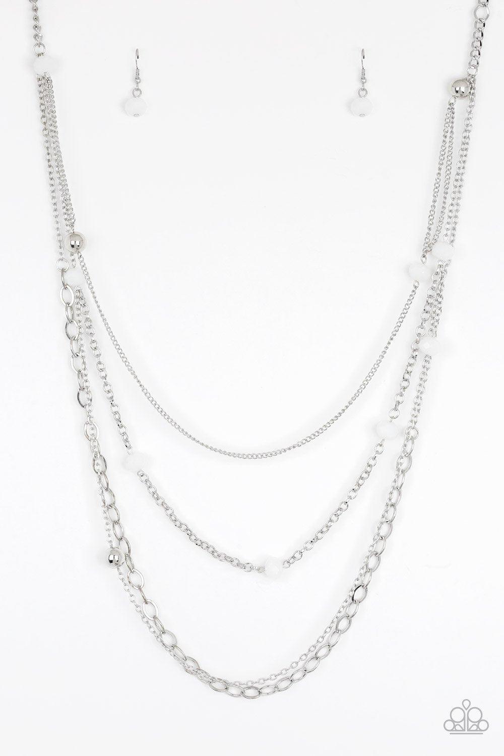 Glamour Grotto White Necklace - Paparazzi Accessories- lightbox - CarasShop.com - Paparazzi Jewelry by Cara Jewels