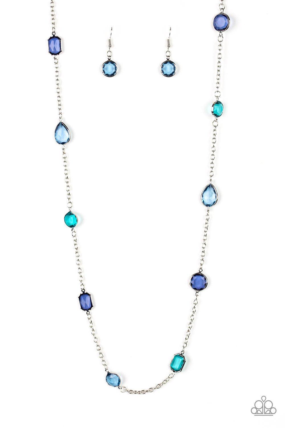 Glassy Glamorous Multi-color Blue and Silver Necklace - Paparazzi Accessories- lightbox - CarasShop.com - Paparazzi Jewelry by Cara Jewels