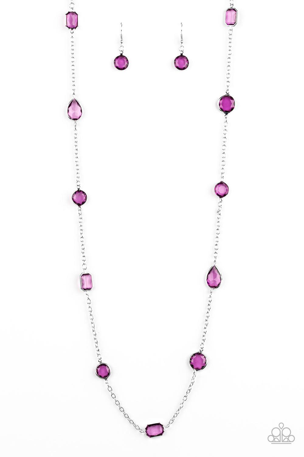 Glassy Glamorous Purple and Silver Necklace - Paparazzi Accessories- lightbox - CarasShop.com - Paparazzi Jewelry by Cara Jewels