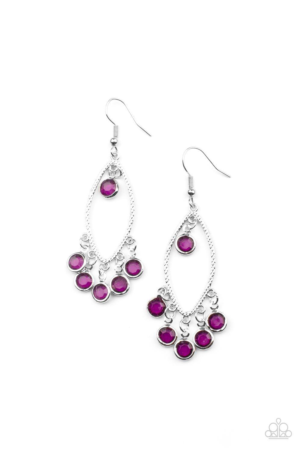 Glassy Grotto Purple Gem Earrings - Paparazzi Accessories- lightbox - CarasShop.com - Paparazzi Jewelry by Cara Jewels