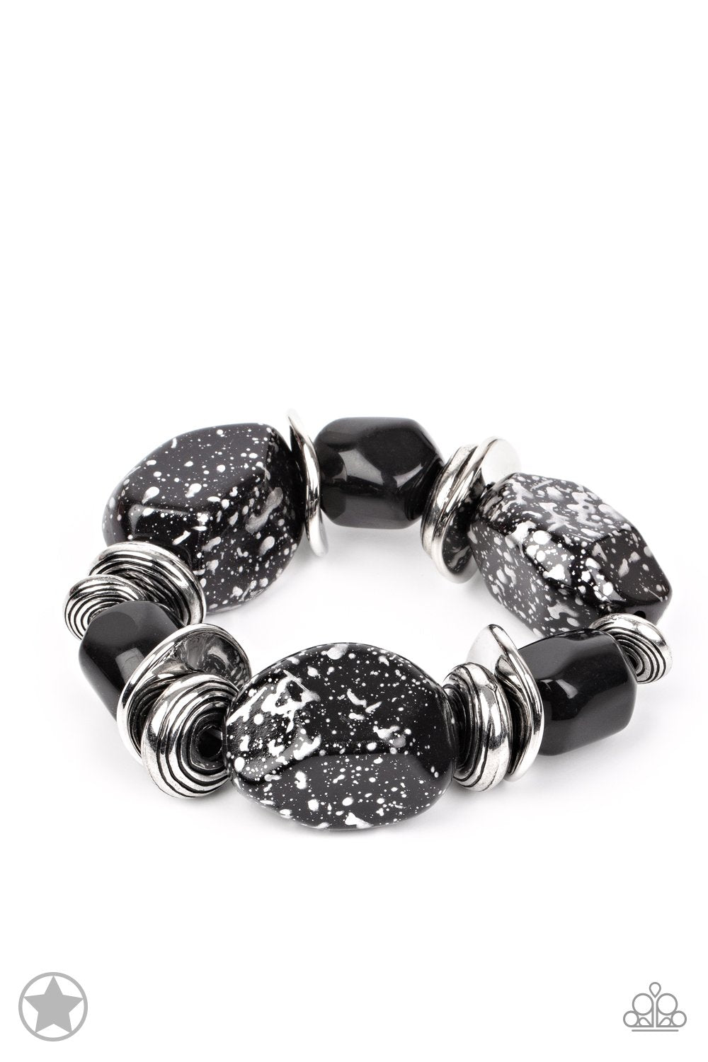 Glaze of Glory Black Chunky Bead Stretch Bracelet - Paparazzi Accessories- lightbox - CarasShop.com - Paparazzi Jewelry by Cara Jewels