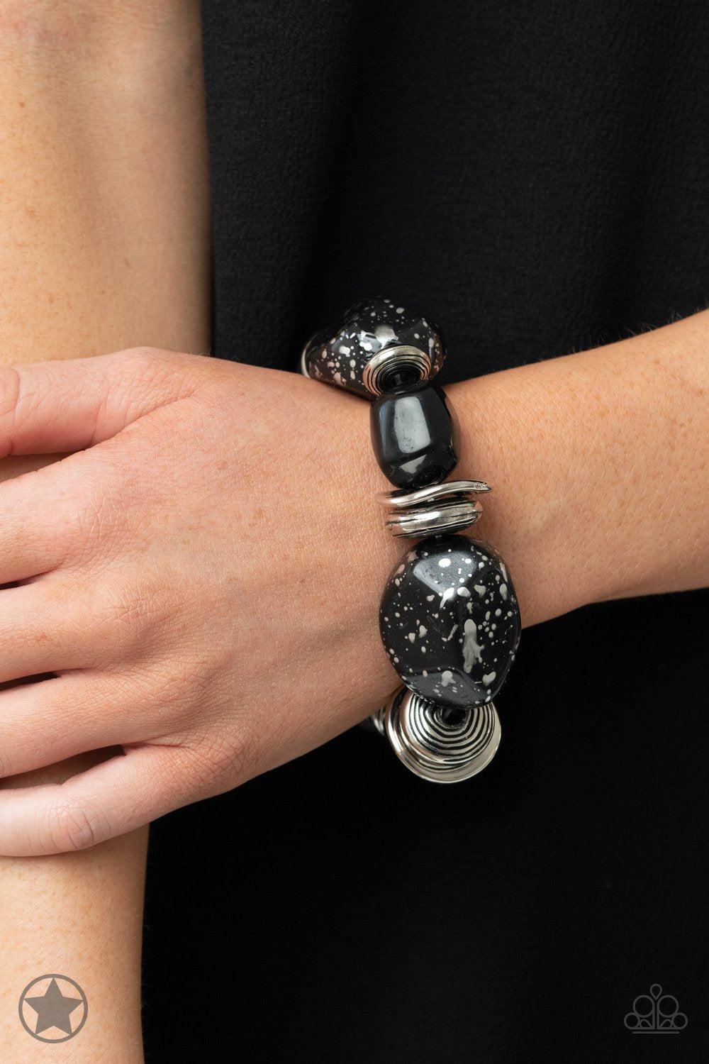 Glaze of Glory Black Chunky Bead Stretch Bracelet - Paparazzi Accessories- lightbox - CarasShop.com - Paparazzi Jewelry by Cara Jewels