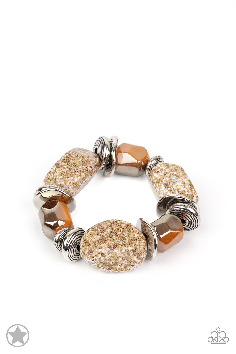 Glaze of Glory Peach Chunky Bead Stretch Bracelet - Paparazzi Accessories- lightbox - CarasShop.com - Paparazzi Jewelry by Cara Jewels