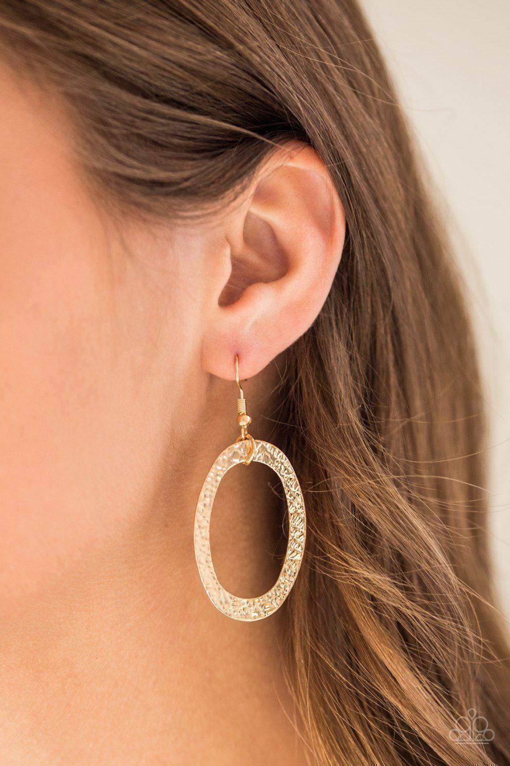 Glimmer Goals Gold Lanyard Necklace - Paparazzi Accessories - free matching earrings -CarasShop.com - Paparazzi Jewelry by Cara Jewels