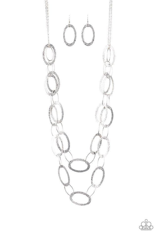 Glimmer Goals Silver Chain Link Necklace - Paparazzi Accessories- lightbox - CarasShop.com - Paparazzi Jewelry by Cara Jewels