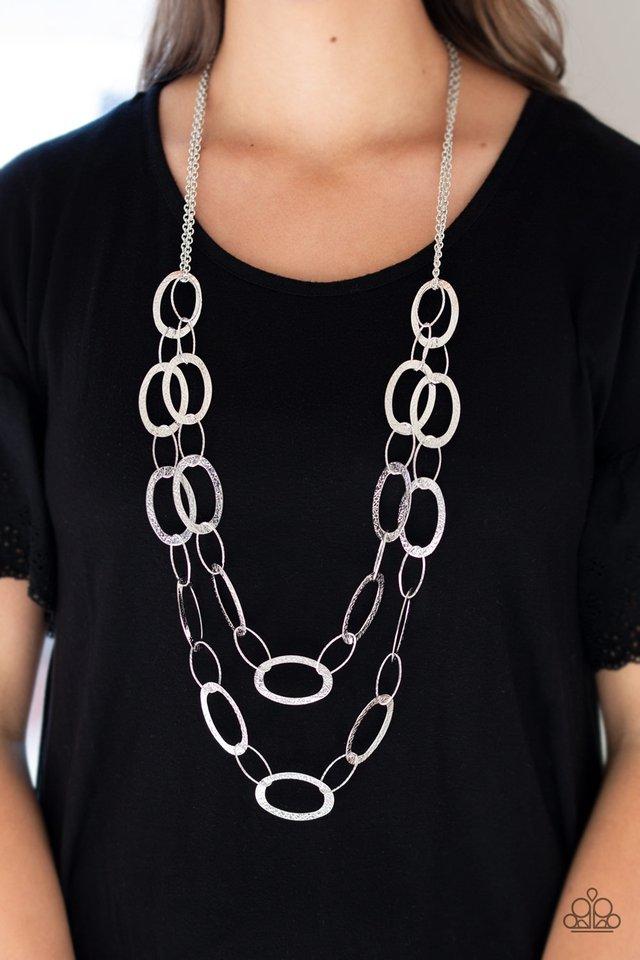 Glimmer Goals Silver Chain Link Necklace - Paparazzi Accessories- lightbox - CarasShop.com - Paparazzi Jewelry by Cara Jewels