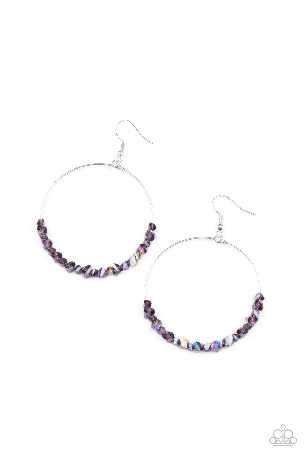 Glimmering Go-Getter Purple Iridescent Stone Earrings - Paparazzi Accessories- lightbox - CarasShop.com - Paparazzi Jewelry by Cara Jewels